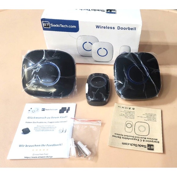 SadoTech Wireless Doorbells - 1 Transmitter - 2 Receivers - Black - Picture 3 of 6